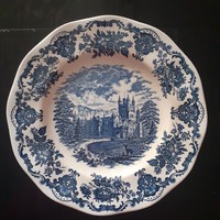 Angol kék-fehér fajansz lapos tányér 25 cm