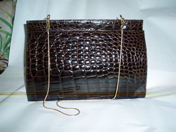 Vintage brown crocodile leather shoulder bag