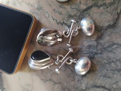 Silver black onyx stone earrings - a big, not a small piece!
