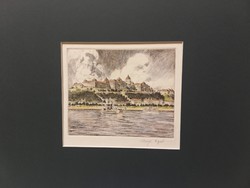 BAJOR ÁGOST  Dunai látkép a várral színezett  HETI akció5