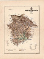 Gömör és Kis - Hont megye térkép 1889 (5), vármegye, atlasz, 44 x 56 cm, színes ceruzás aláhúzások