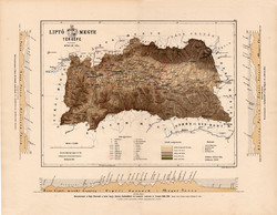 Liptó megye térkép 1887 (5), vármegye, atlasz, 44 x 57 cm, Kogutowicz, színes ceruzás aláhúzások