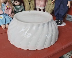 Vastag fehér hatalmas 32 cm-es  porcelán tál Csavart Gyöngyös mintával Pogácsás tál paraszttál
