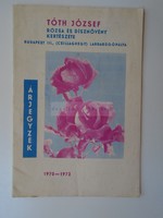 G2021.157 ÁRJEGYZÉK 1970-1972  - TÓTH JÓZSEF RÓZSAKERTÉSZETE Budapest Csillaghegy labdarúgópálya