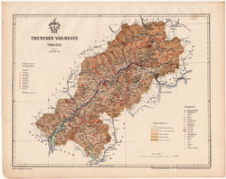 Trencsén vármegye térkép 1899, Magyarország atlasz (a), Gönczy Pál, 24 x 30 cm, megye, Poner Károly