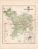 Jász - Nagykun - Szolnok megye térkép 1886 (5), vármegye, eredeti, Kogutowicz, Karczag, 44 x 57 cm