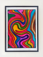 Glass painting abstract color wave