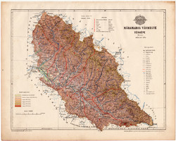 Máramaros vármegye térkép 1899, Magyarország atlasz (a), Gönczy Pál, 24 x 30 cm, megye, Posner K.