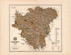 Sáros megye térkép 1887 (5), vármegye, atlasz, Kogutowicz Manó, 44 x 57 cm, eredeti, Eperjes, Bártfa