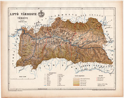 Liptó vármegye térkép 1899, Magyarország atlasz (a), Gönczy Pál, 24 x 30 cm, megye, Posner Károly