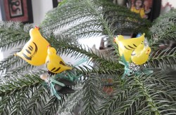 Régi sárga madár páros párban  - karácsonyfadísz pár