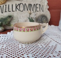 Gyönyörű ritka antik Fischer Emil fajansz 5 cm magas virágos 2 dl-es teás csésze teáscsésze Gyűjtői
