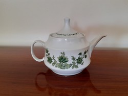 Retro Alföldi porcelán zöld virágos teás kanna kiöntő