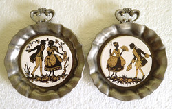 2pcs old tin metal ornament wall bowl plate wall plate wall plate decorative plate decorative plate ornaments inside porcelain
