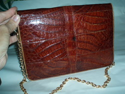 Vintage brown genuine crocodile leather shoulder bag