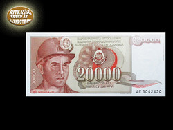 UNC - 20 000 DINÁR - JUGOSZLÁVIA - 1987 (Szép)