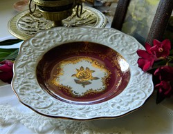 Special schumann arzberg plate, decorative plate in burgundy-gold, printed pattern