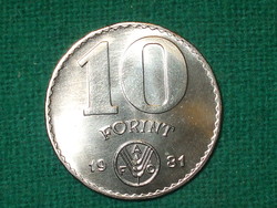 10 Forint 1981 FAO ! Csak 60000 db. ! Nem Volt Forgalomban ! Verdefényes !