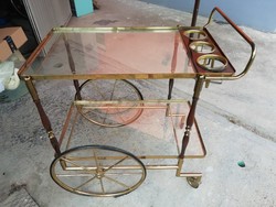 Olasz vintage üveglapos zsúrkocsi, bárasztal