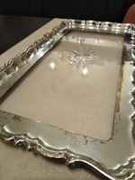 Silver-plated, glass-inlaid brass tray, table serving