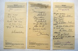 Régi recept Országos Tisztviselői Betegsegélyezési Alap Budapesti SZ.R.I. 1940-es 3 db.
