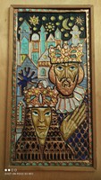 Király Királynő festett réz kép relief