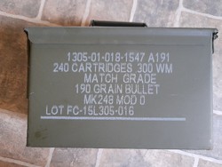 MK 248-as lőszeres katonai fém üres láda. Akár utánvéttel is !