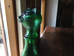 Jópofa zöld dugós üveg cica, macska