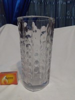 Régi, 1,5 cm vastag falú bütykös, "buborékos" üveg váza - súlya 1,65 kg