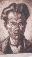 Férfi portré miniatűr rézkarc, 16x20 cm - ismeretlen szerző, 1920-as évek grafikusai, Kmetty köre