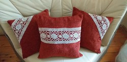 Pillows decorated with antique lace