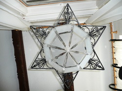 Nagy, nehéz korabeli Dávid csillag alakú díszes zsinagóga csillár nagyon szép állapotban