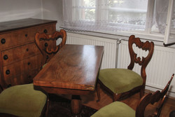Biedermeier szalon garnitúra nyitható asztal + 4 szék