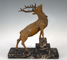 Wounded deer statue - Georges Omerth