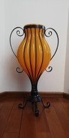 Üveg váza, padlóváza, egyedi kovácsoltvas és üveg váza, dekoráció