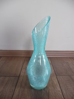 Karcagi türkiz színű fátyolüveg váza