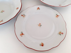 Régi Zsolnay porcelán virágos tányér 4 db
