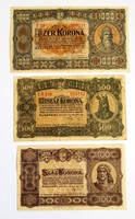 1000 Crown + 500 crown + 100 crown 1923.Hungarian banknote printing plant rt.