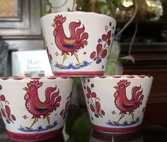 To Lady! Deruta, Italian hand painted pottery, rosso gallo, red rooster majolica glasses