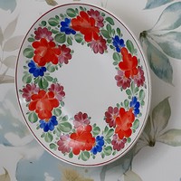 Magyar kerámia dísztányér, matyó virágos tányér, fali tál, kézzel festett (nagy!!!)
