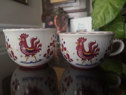 To Lady! Deruta, Italian hand-painted ceramic bowl, mug, red rooster, rosso gallo faience