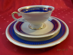 MITTERTEICH Bavaria német porcelán reggeliző szett, kobalt kék és arany díszítéssel. Vanneki!