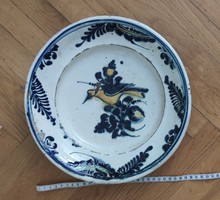 Antik néprajzi fazekas munka, tordai erdélyi tál tányér tálaló XIX. sz. madaras