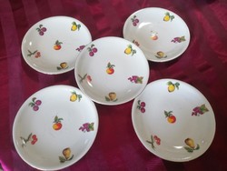 Retro Drasche gyümölcs mintás süteményes porcelán tányér 5 db