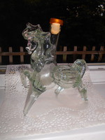 Lépkedő ló figura-különleges üveg palack-  kézműves munka-