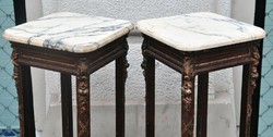 Neo-baroque pedestal pair with marble roof