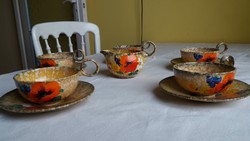 Art deco ditmar urbach hand painted poppy tea cups with milk pourer