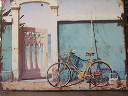 Dekoratív lemezkép -fali kép kerékpárral