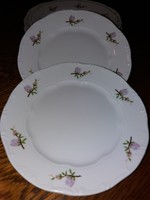 Zsolnay desszertes tányérok lila barackvirágos, barokk széllel