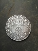 Harmadik Birodalmi 5 Reichsmark 1942 pénz, emlékérem